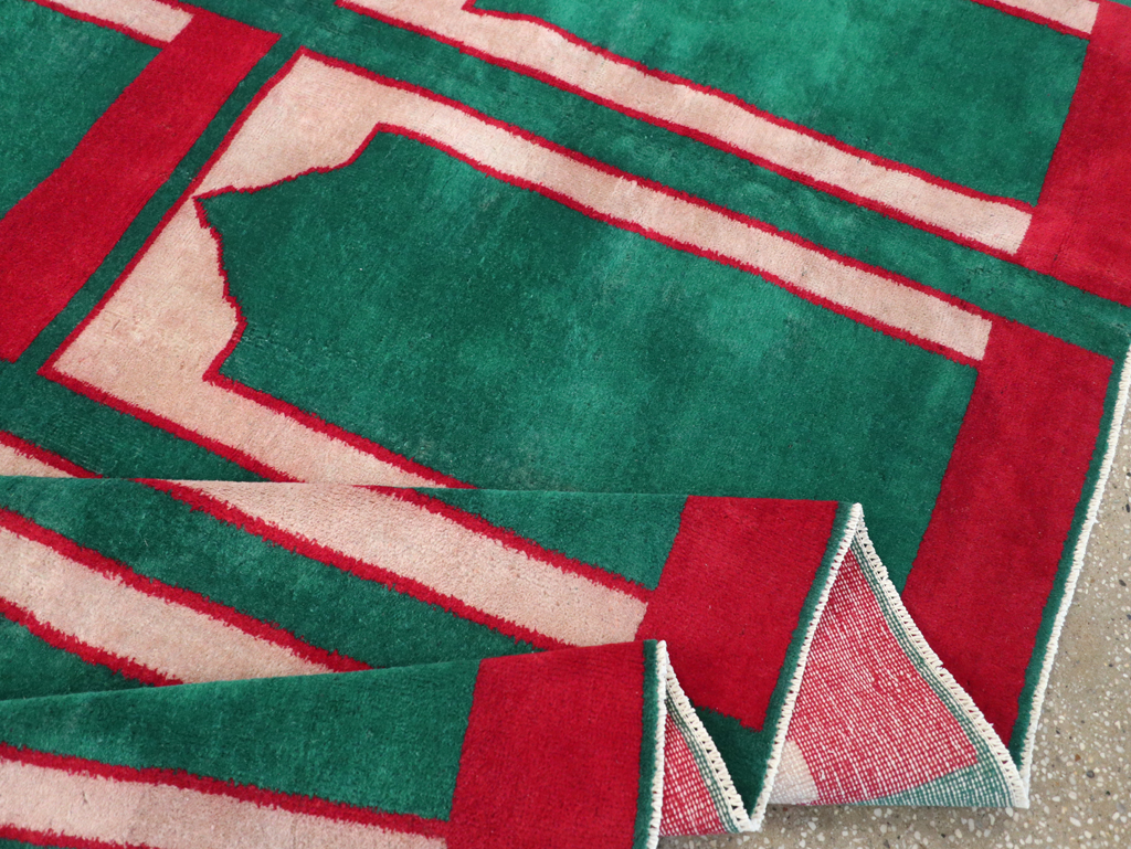 Vintage Turkish Art Deco Style Small Room Size Carpet, No.30237 - Gss