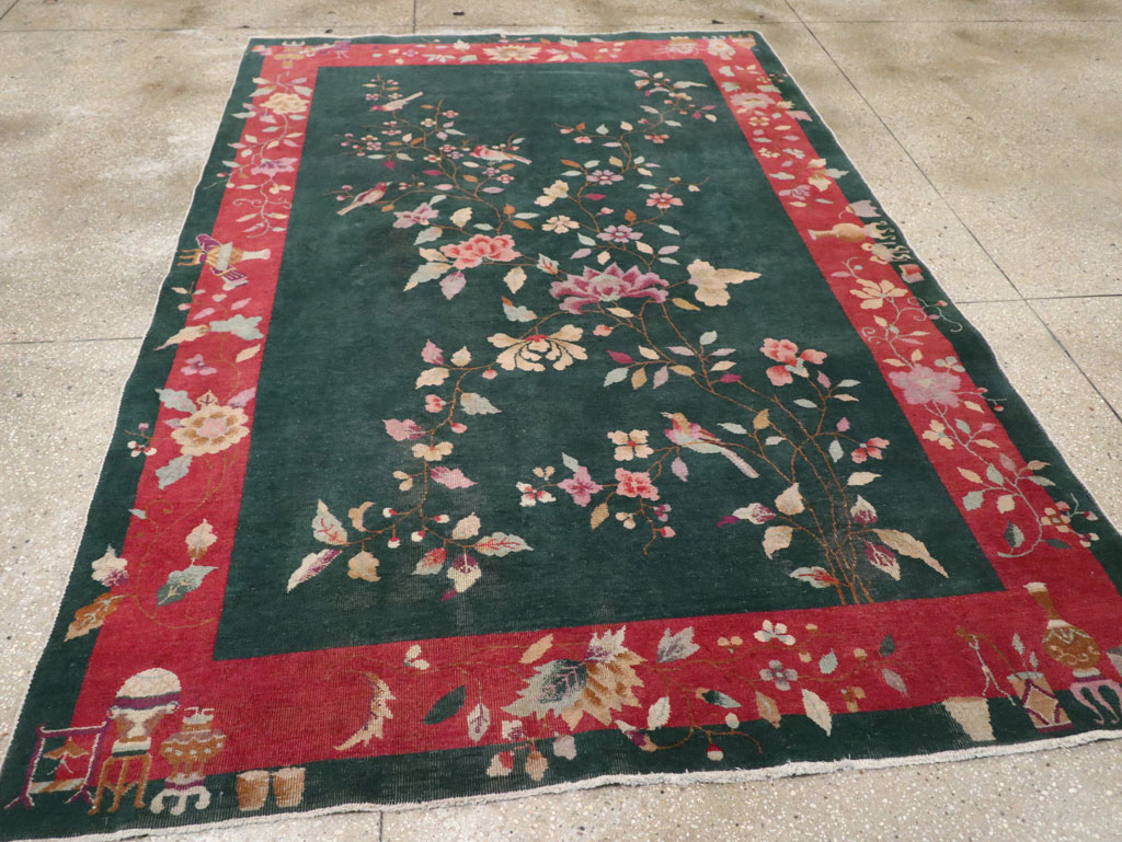 Vintage Chinese Art Deco Accent Rug, No.30239 - Gss