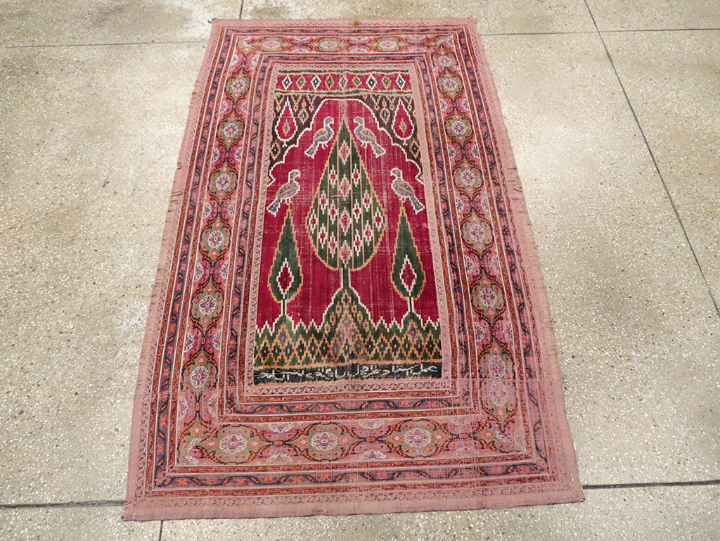 Antique Persian Yazd Silk Textile, No.30240 - Gss
