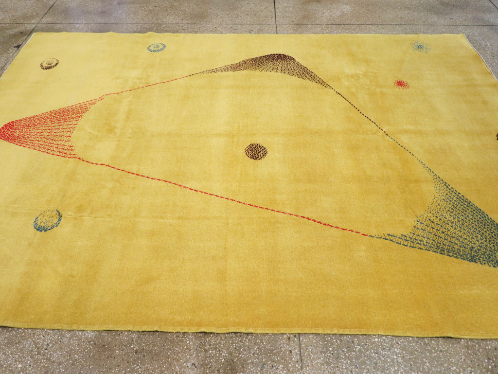 Vintage Turkish Art Deco Style Accent Carpet, No.30246 - Gss