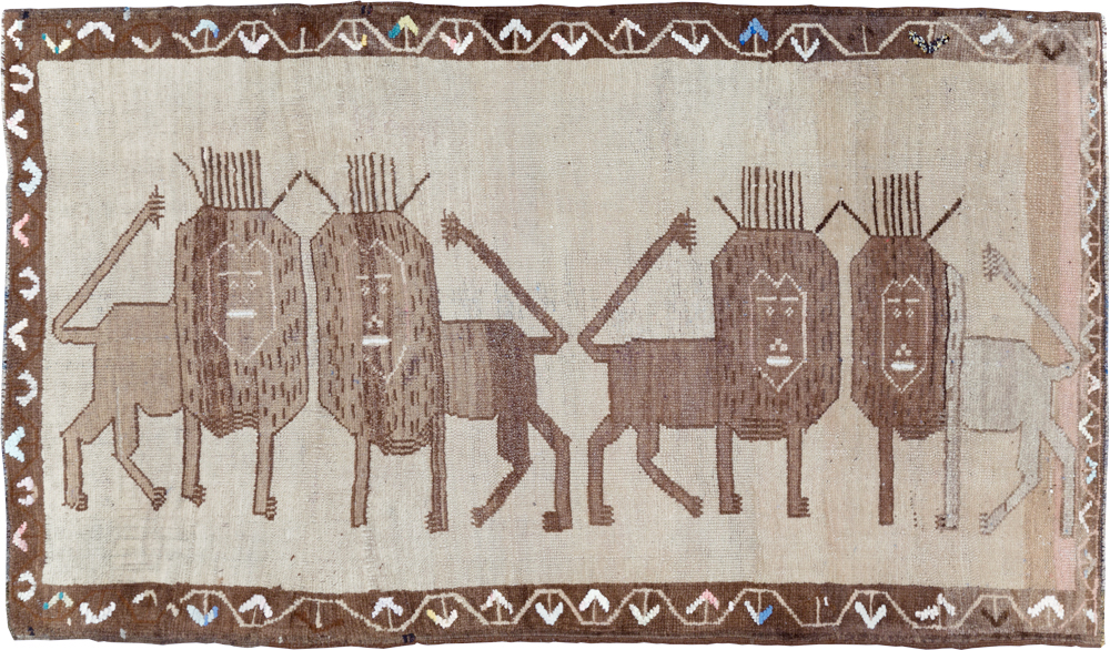 Vintage Turkish Anatolian Pictorial Accent Rug, No.30249 - Gss