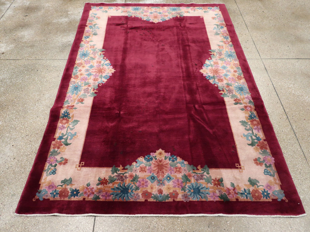 Vintage Chinese Art Deco Accent Rug, No.30267 - Gss