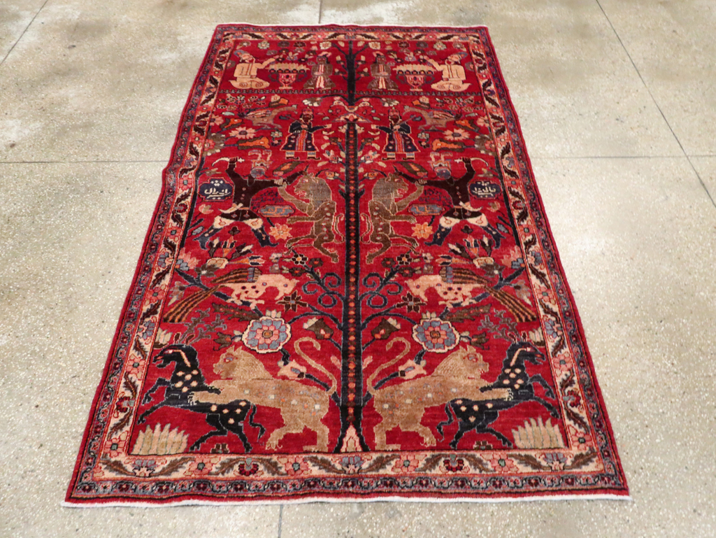 Vintage Persian Pictorial  Shiraz Rug, No.30285 - Gss
