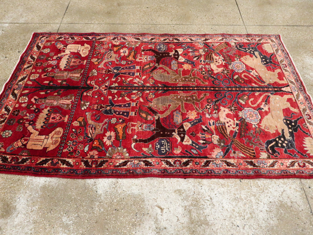 Vintage Persian Pictorial  Shiraz Rug, No.30285 - Gss