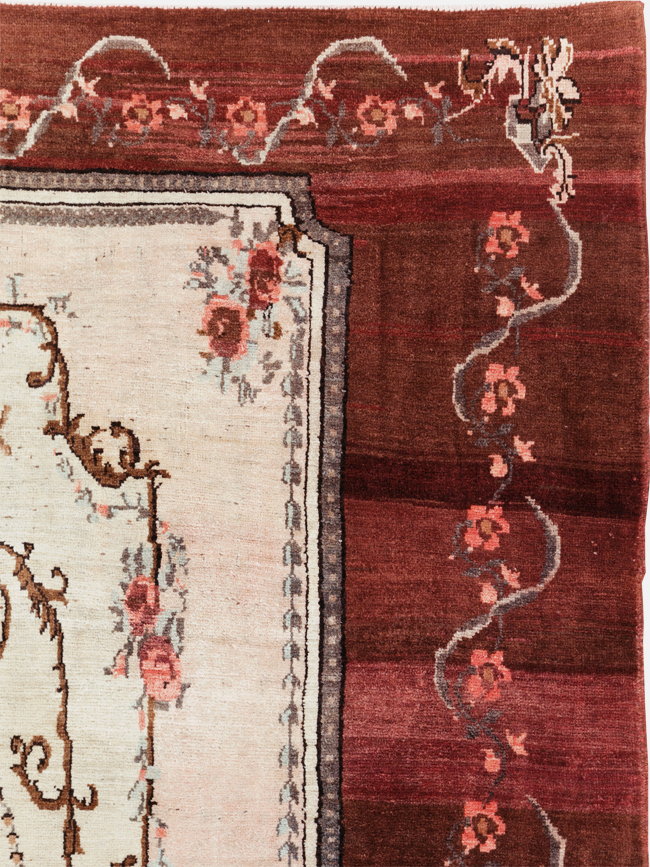 French Inspired Vintage Turkish Anatolian Small Room Size Carpet, No.30295 - Gss