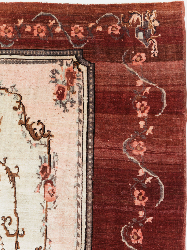 French Inspired Vintage Turkish Anatolian Small Room Size Carpet, No.30295 - Gss