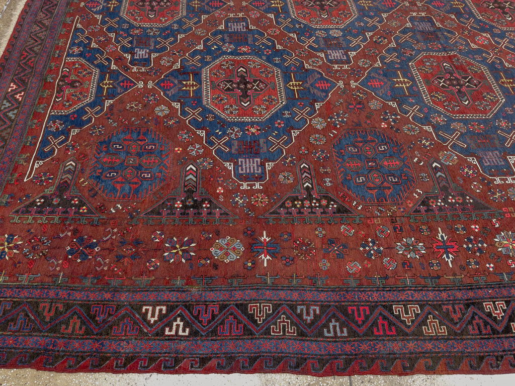 Antique Central Asian Soumak Flatweave Large Carpet, No.30298 - Gss