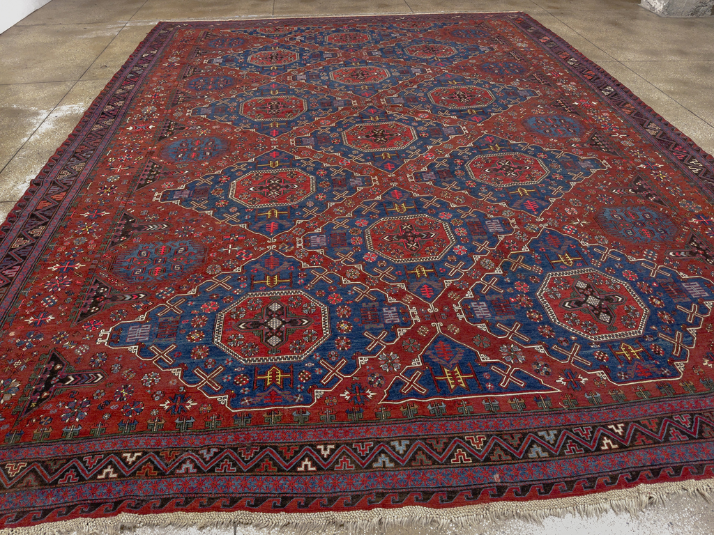 Antique Central Asian Soumak Flatweave Large Carpet, No.30298 - Gss