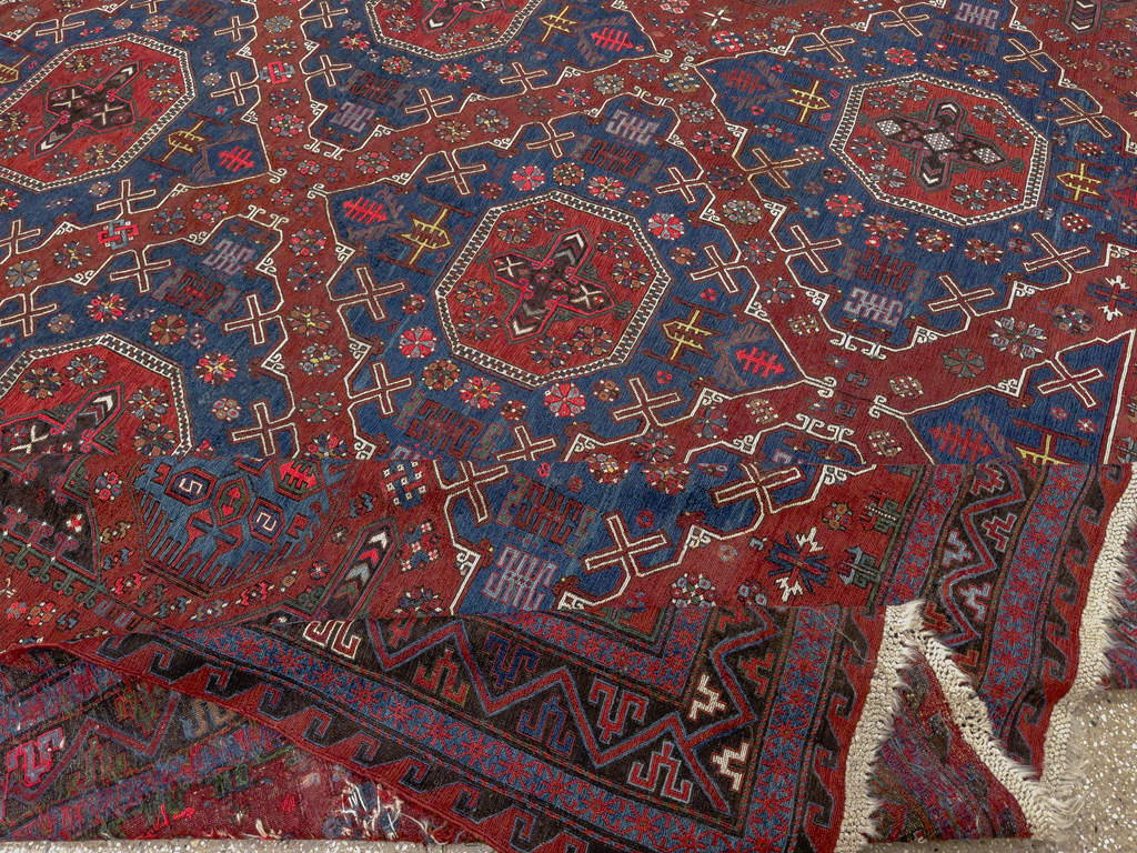 Antique Central Asian Soumak Flatweave Large Carpet, No.30298 - Gss