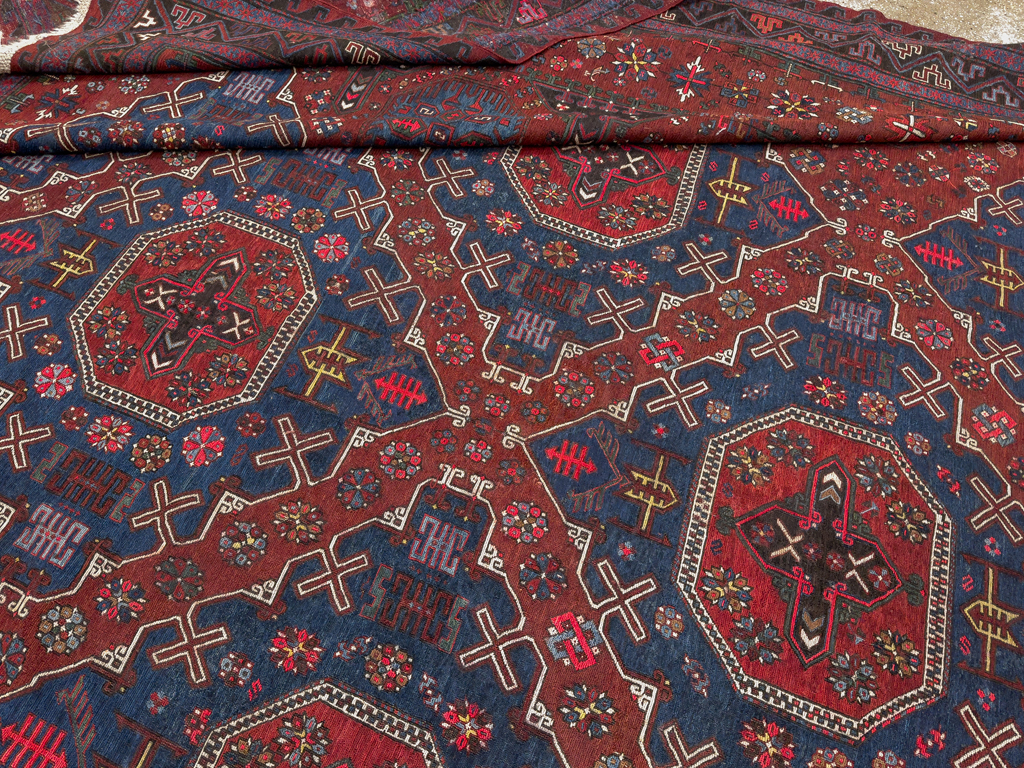 Antique Central Asian Soumak Flatweave Large Carpet, No.30298 - Gss