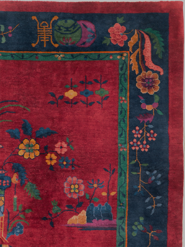 Vintage Chinese Art Deco Accent Rug, No.30308 - Gss