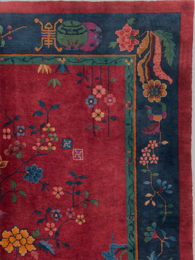 Vintage Chinese Art Deco Accent Rug, No.30308 - Gss