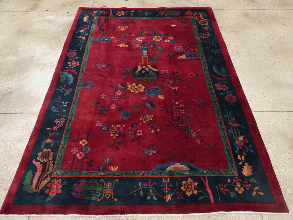 Vintage Chinese Art Deco Accent Rug, No.30308 - Gss