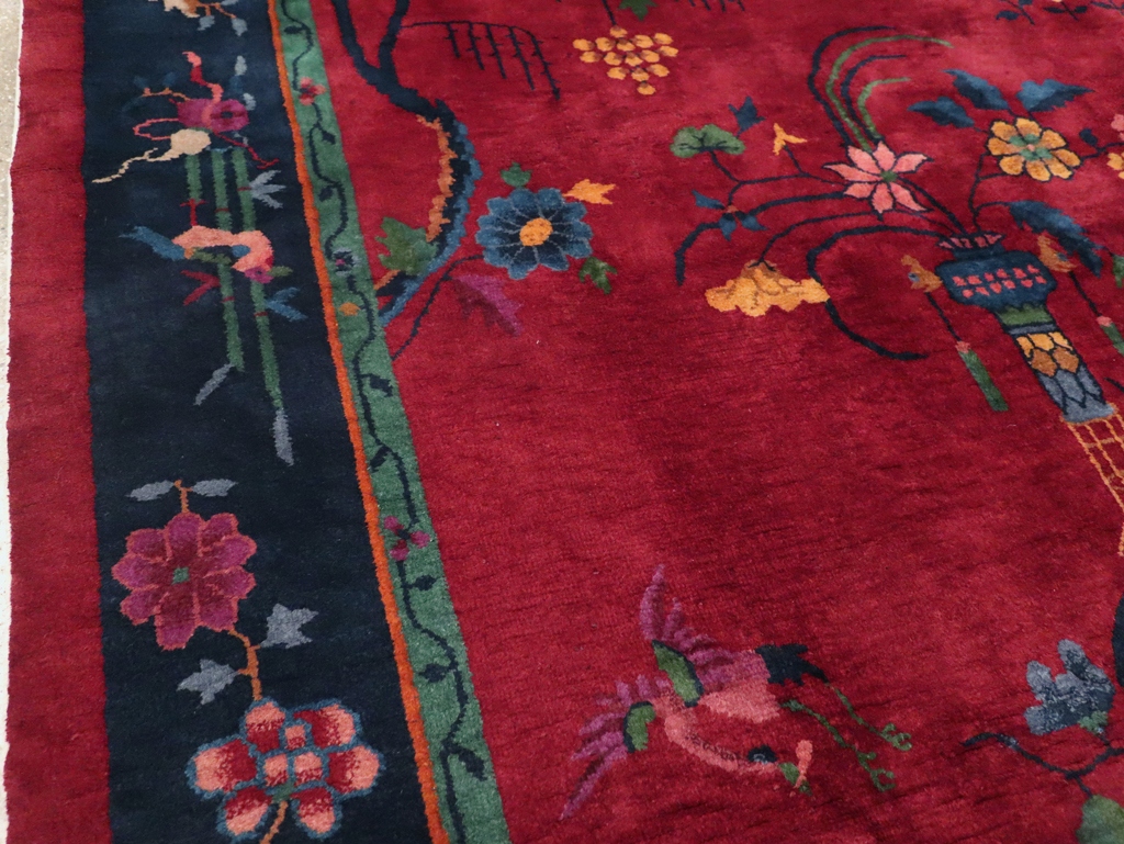 Vintage Chinese Art Deco Accent Rug, No.30308 - Gss