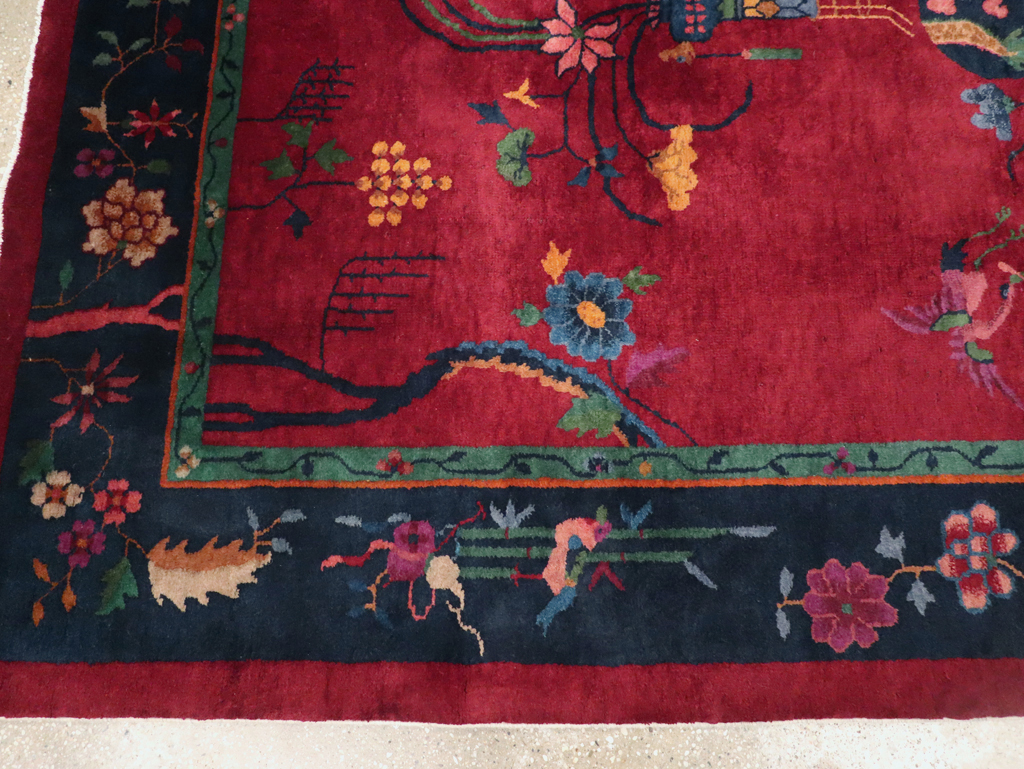 Vintage Chinese Art Deco Accent Rug, No.30308 - Gss