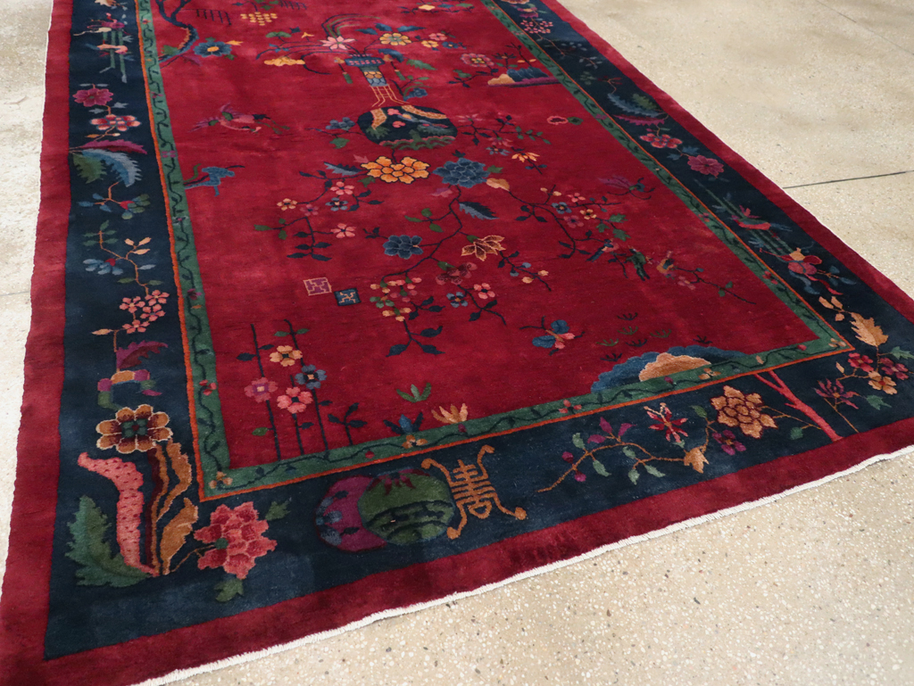 Vintage Chinese Art Deco Accent Rug, No.30308 - Gss