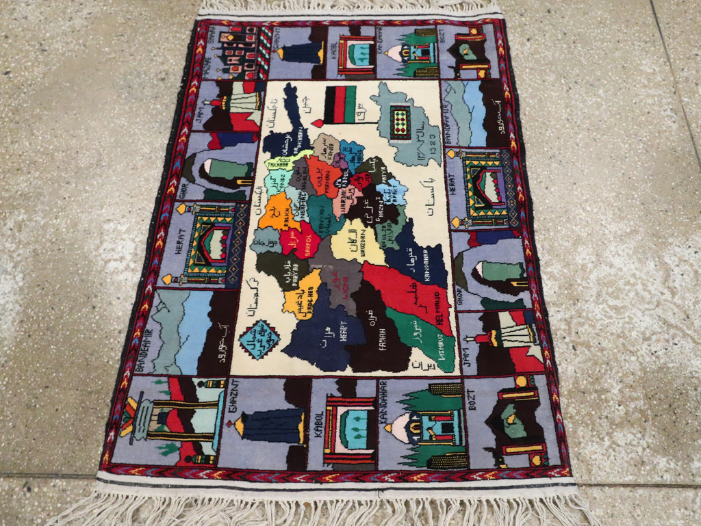 Vintage Turkish Pictorial Map Rug, No.30312 - Gss