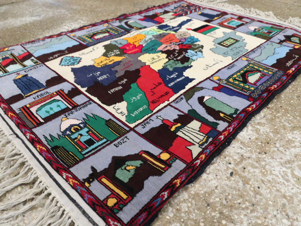 Vintage Turkish Pictorial Map Rug, No.30312 - Gss