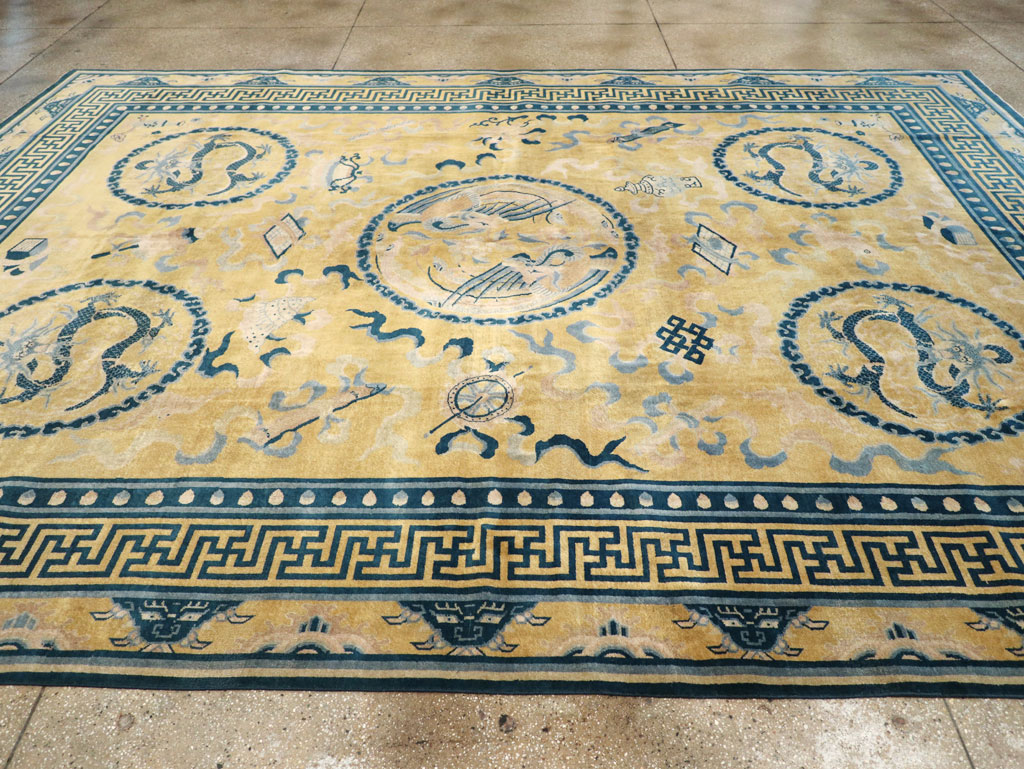 Antique Chinese Dragon Peking Large Room Size Carpet, No.30321 - Gss