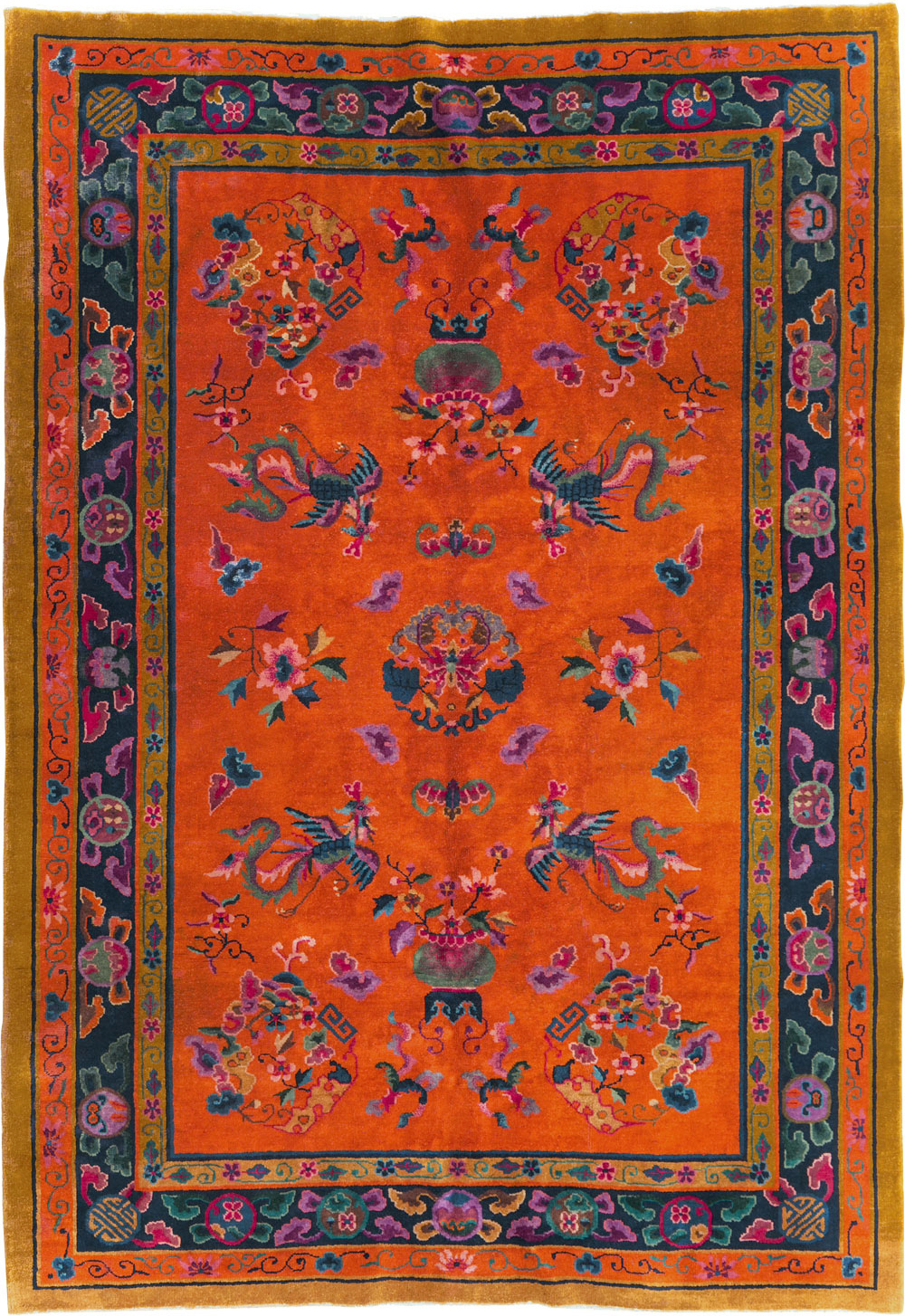 Vintage Chinese Dragon Art Deco Carpet, No.30323 - Gss