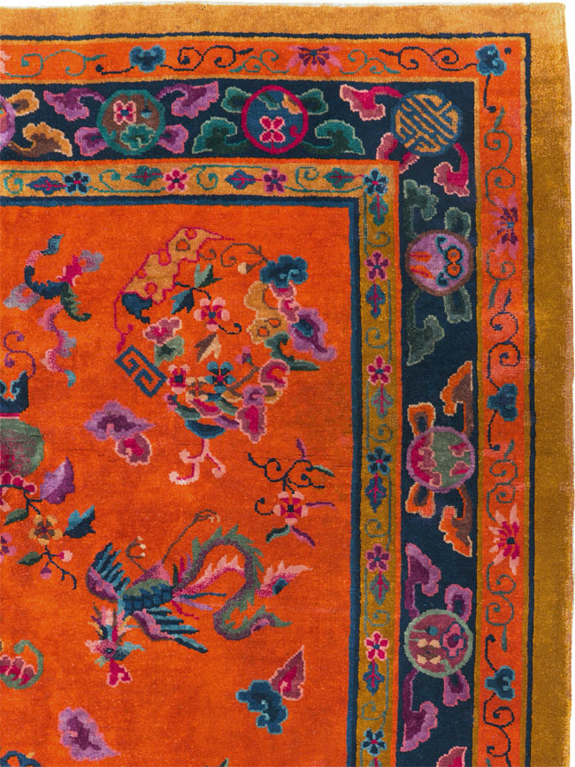 Vintage Chinese Dragon Art Deco Carpet, No.30323 - Gss