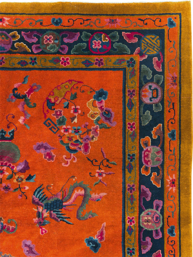 Vintage Chinese Dragon Art Deco Carpet, No.30323 - Gss