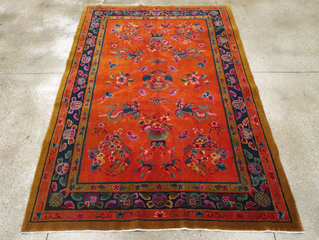 Vintage Chinese Dragon Art Deco Carpet, No.30323 - Gss