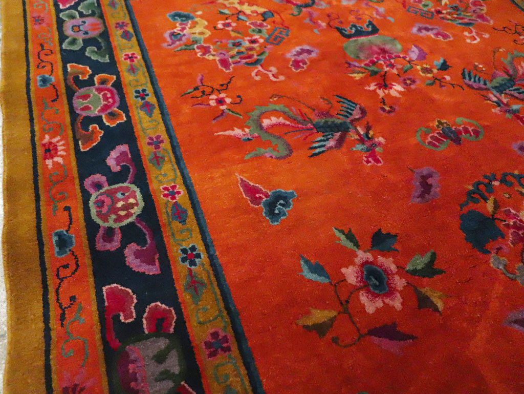 Vintage Chinese Dragon Art Deco Carpet, No.30323 - Gss