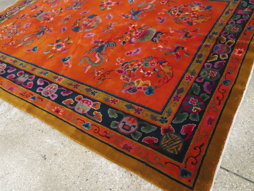 Vintage Chinese Dragon Art Deco Carpet, No.30323 - Gss