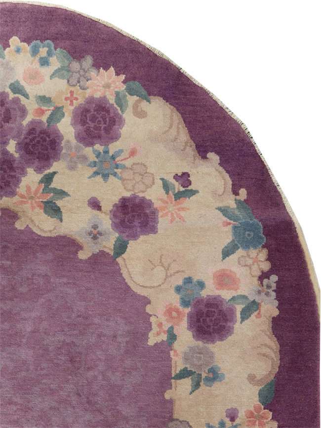 Round Oval Vintage Chinese Art Deco Accent Rug, No.30345 - Gss