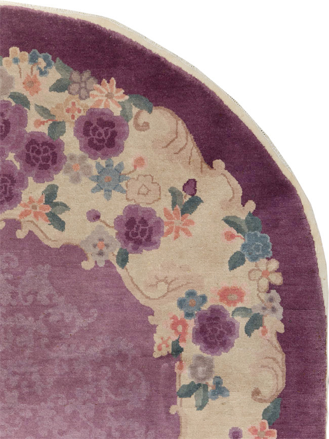Round Oval Vintage Chinese Art Deco Accent Rug, No.30345 - Gss