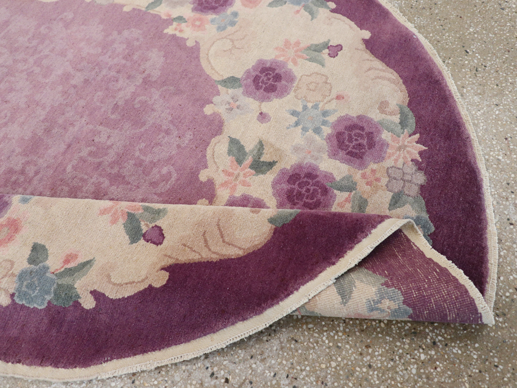 Round Oval Vintage Chinese Art Deco Accent Rug, No.30345 - Gss