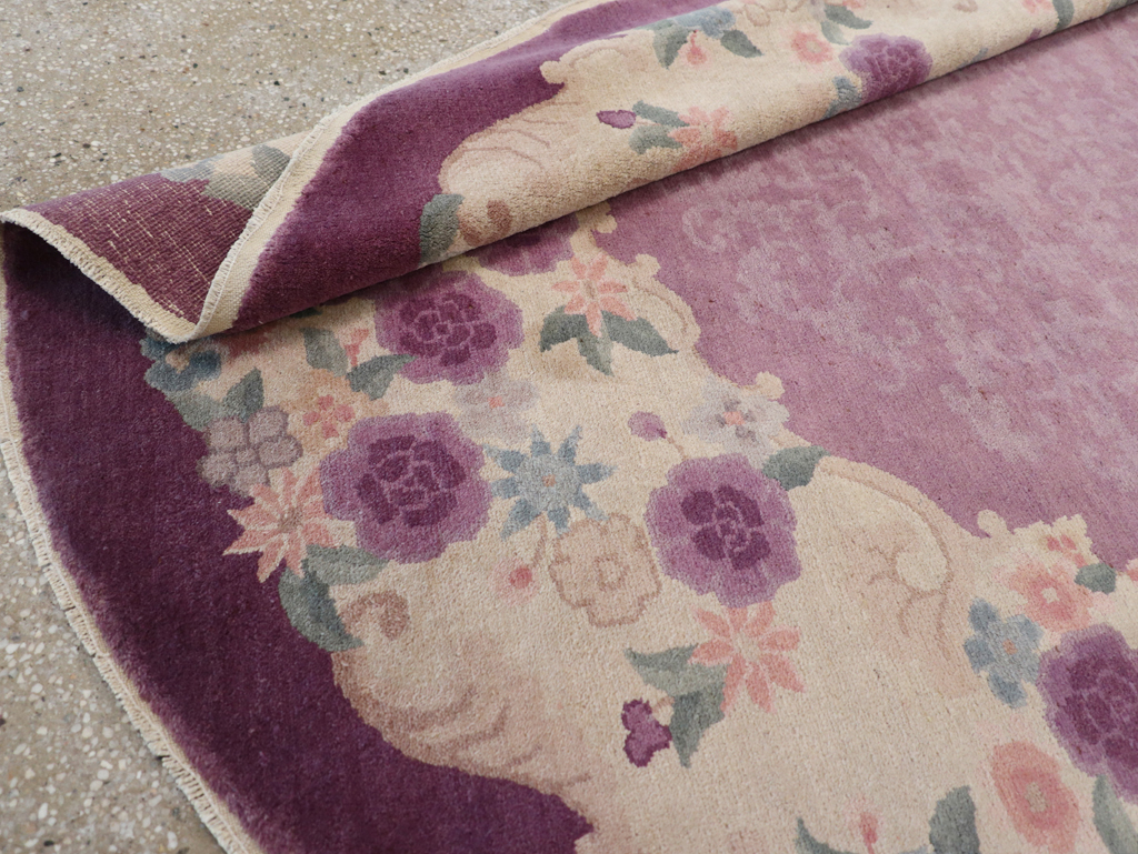 Round Oval Vintage Chinese Art Deco Accent Rug, No.30345 - Gss