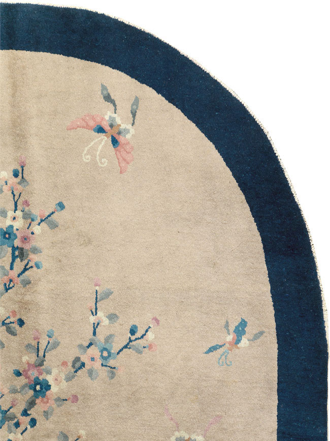 Vintage Chinese Art Deco Oval Accent Rug, No.30350 - Gss