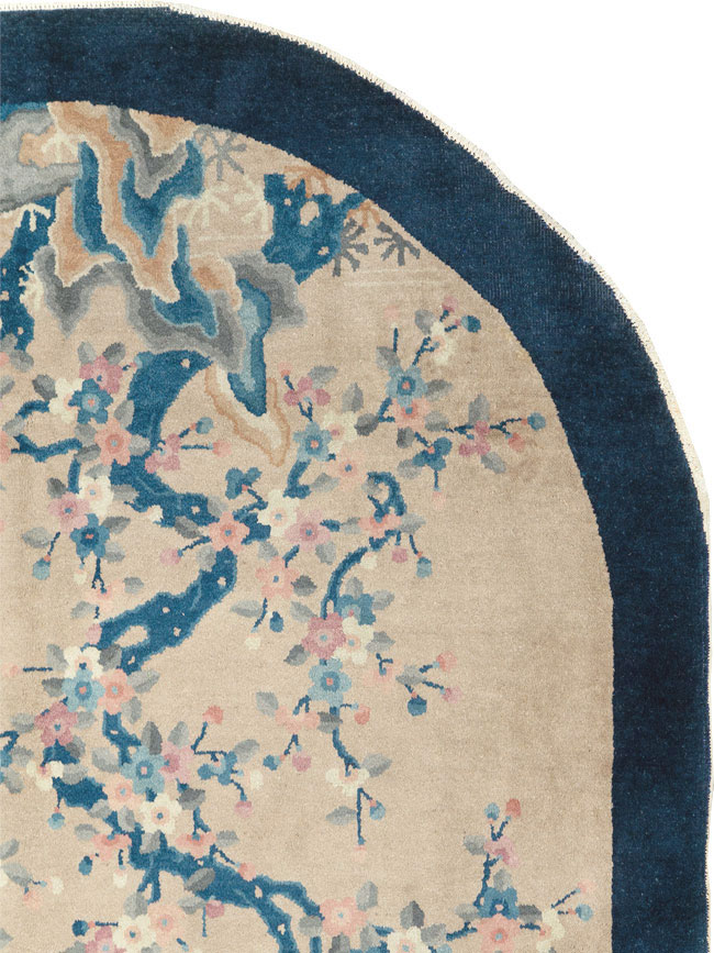 Vintage Chinese Art Deco Oval Accent Rug, No.30350 - Gss