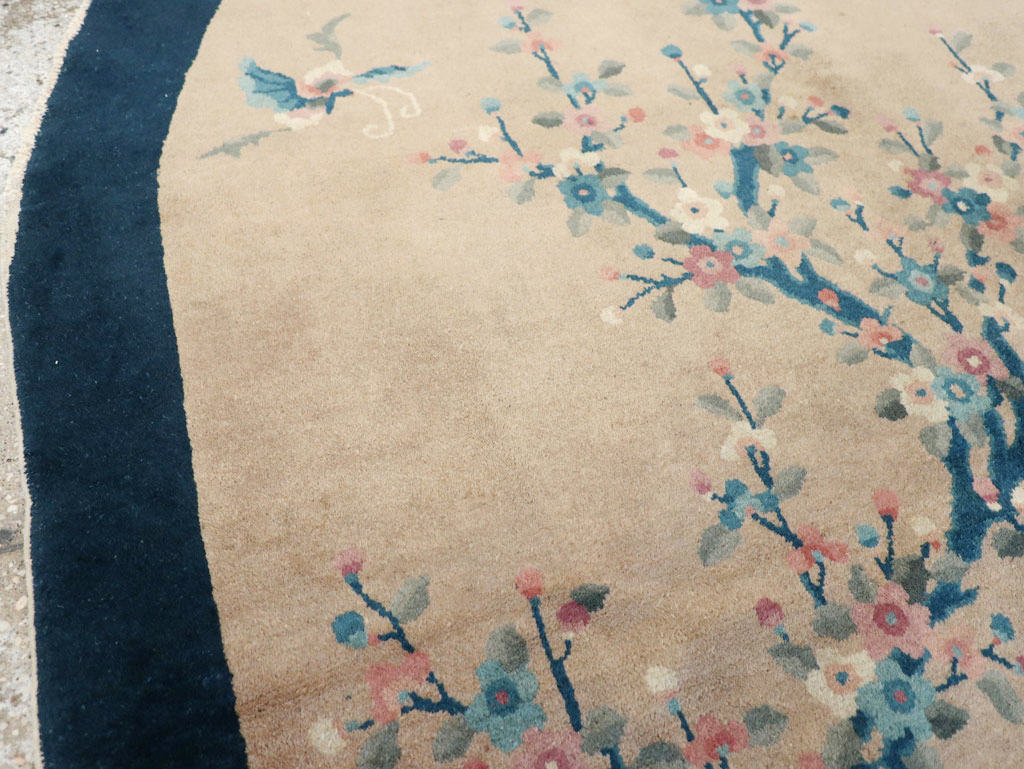 Vintage Chinese Art Deco Oval Accent Rug, No.30350 - Gss