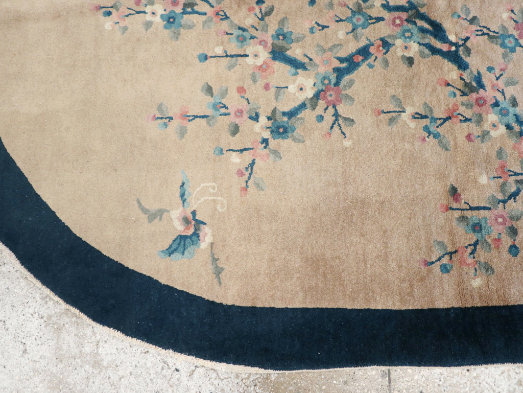 Vintage Chinese Art Deco Oval Accent Rug, No.30350 - Gss