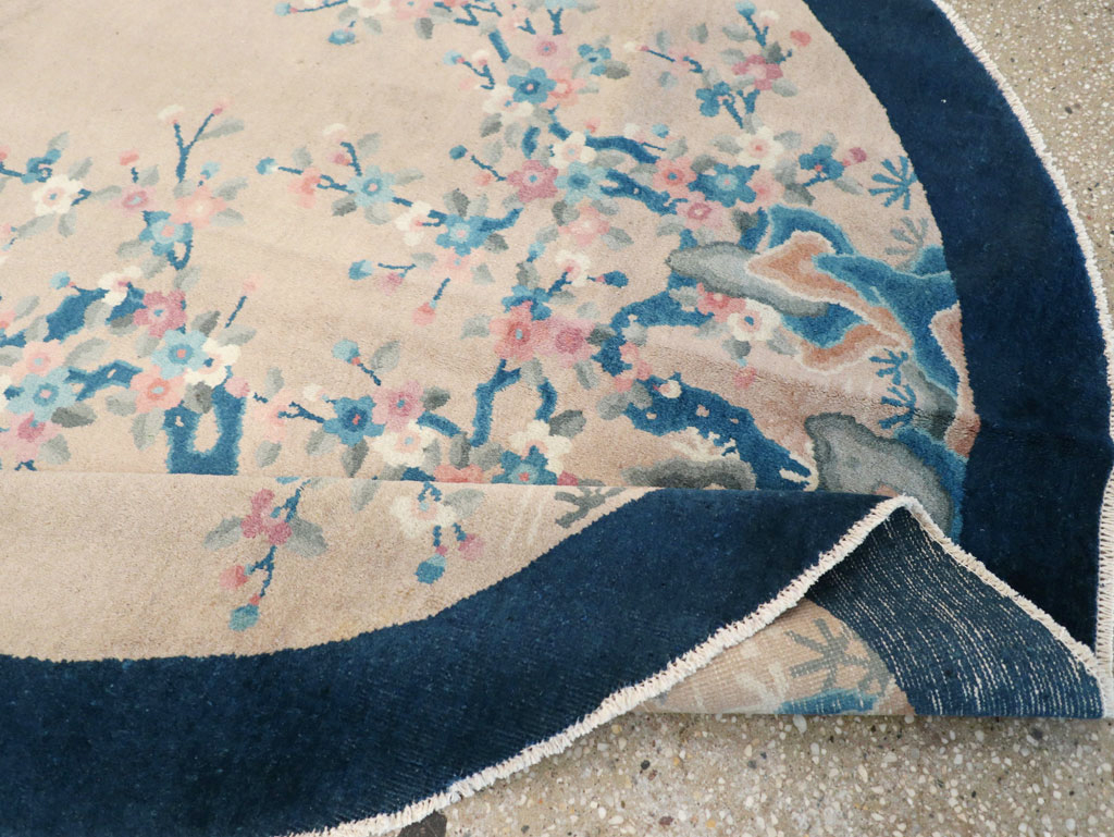 Vintage Chinese Art Deco Oval Accent Rug, No.30350 - Gss