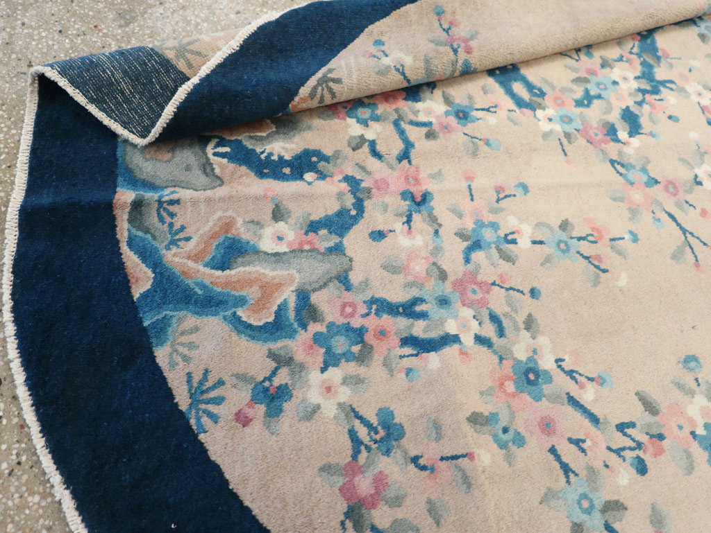 Vintage Chinese Art Deco Oval Accent Rug, No.30350 - Gss