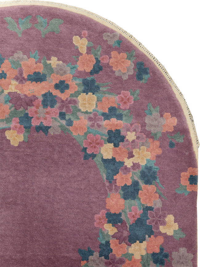 Round Oval Vintage Chinese Art Deco Accent Rug, No.30351 - Gss