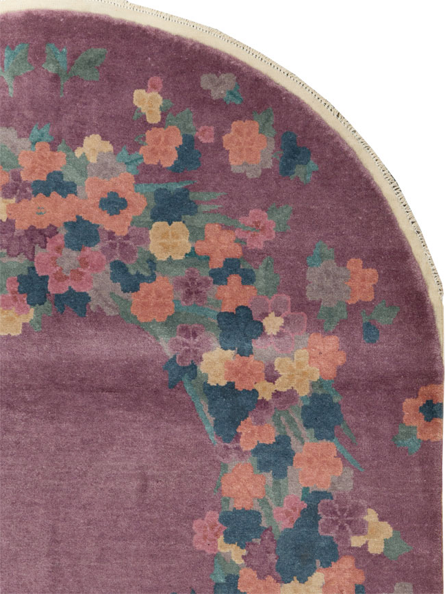Round Oval Vintage Chinese Art Deco Accent Rug, No.30351 - Gss