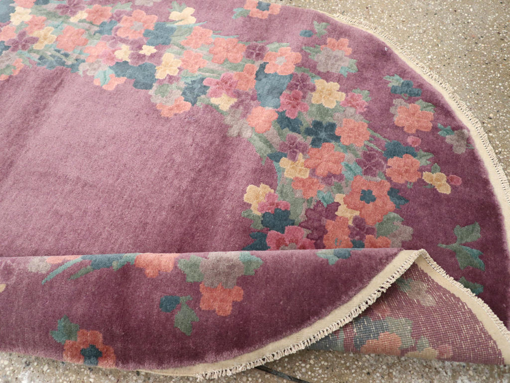 Round Oval Vintage Chinese Art Deco Accent Rug, No.30351 - Gss