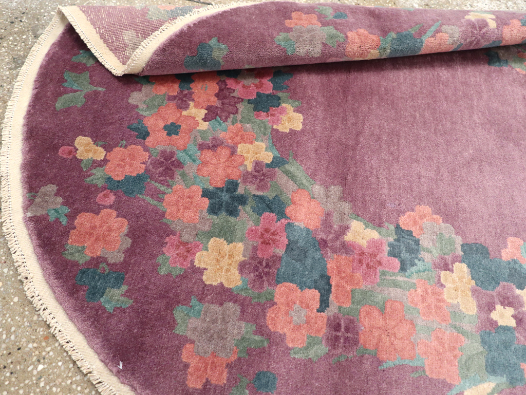 Round Oval Vintage Chinese Art Deco Accent Rug, No.30351 - Gss