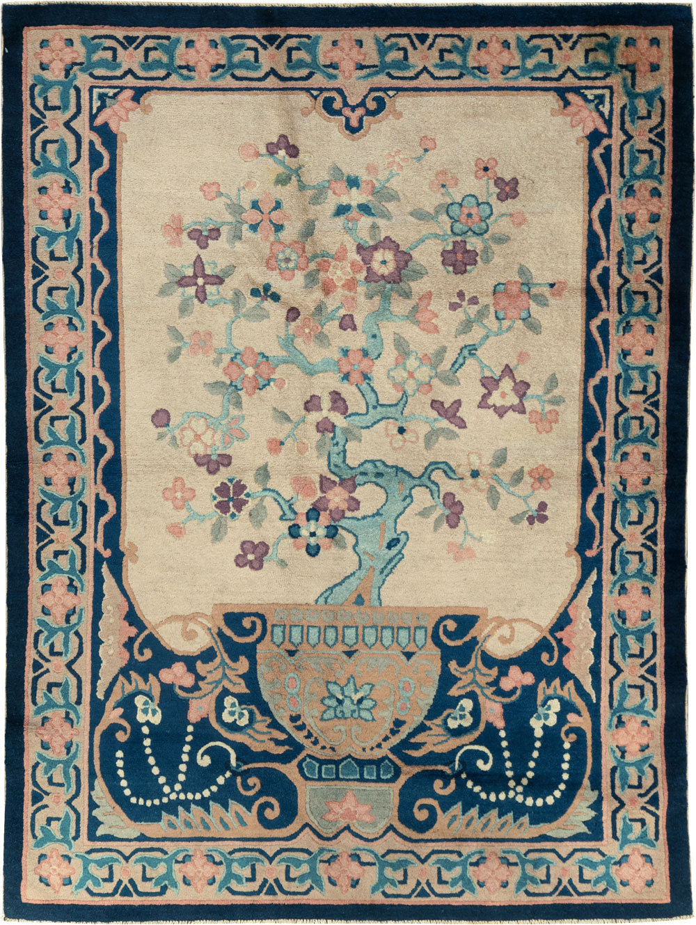 Vintage Chinese Art Deco Accent Rug, No.30362 - Gss
