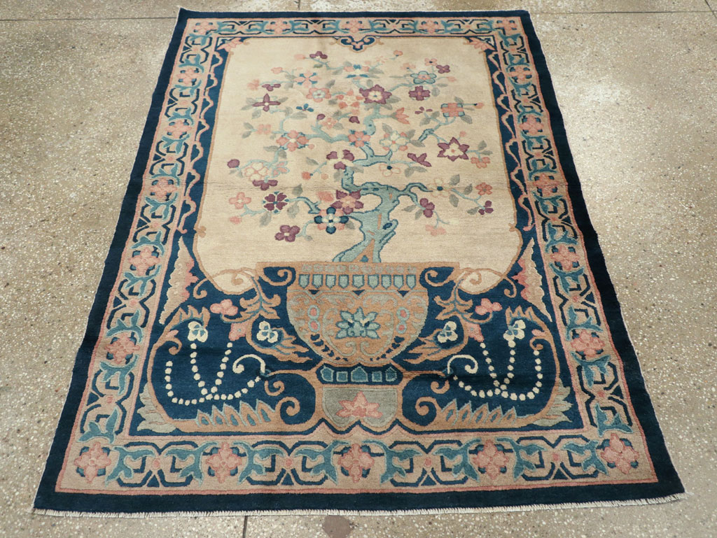 Vintage Chinese Art Deco Accent Rug, No.30362 - Gss