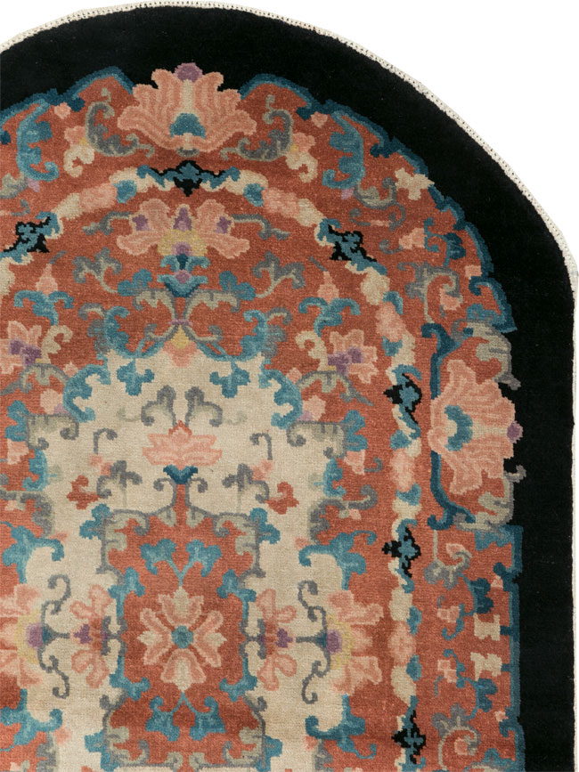 Round Oval Vintage Chinese Art Deco Accent Rug, No.30364 - Gss