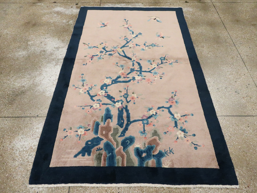 Mid-20th Century Handmade Chinese Art Deco Accent Rug, No.30369 - Gss