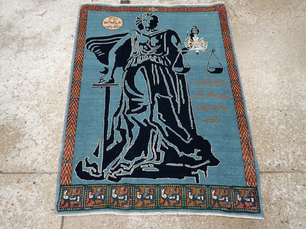 Vintage Persian Pictorial Tabriz Rug (Pair: 1 of 2), No.30378 - Gss