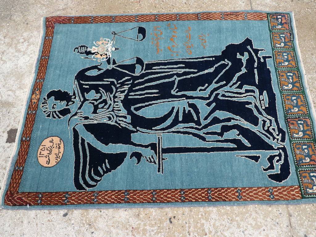 Vintage Persian Pictorial Tabriz Rug (Pair: 1 of 2), No.30378 - Gss