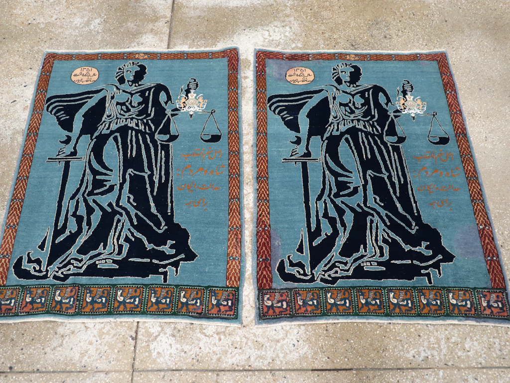 Vintage Persian Pictorial Tabriz Rug (Pair: 1 of 2), No.30378 - Gss